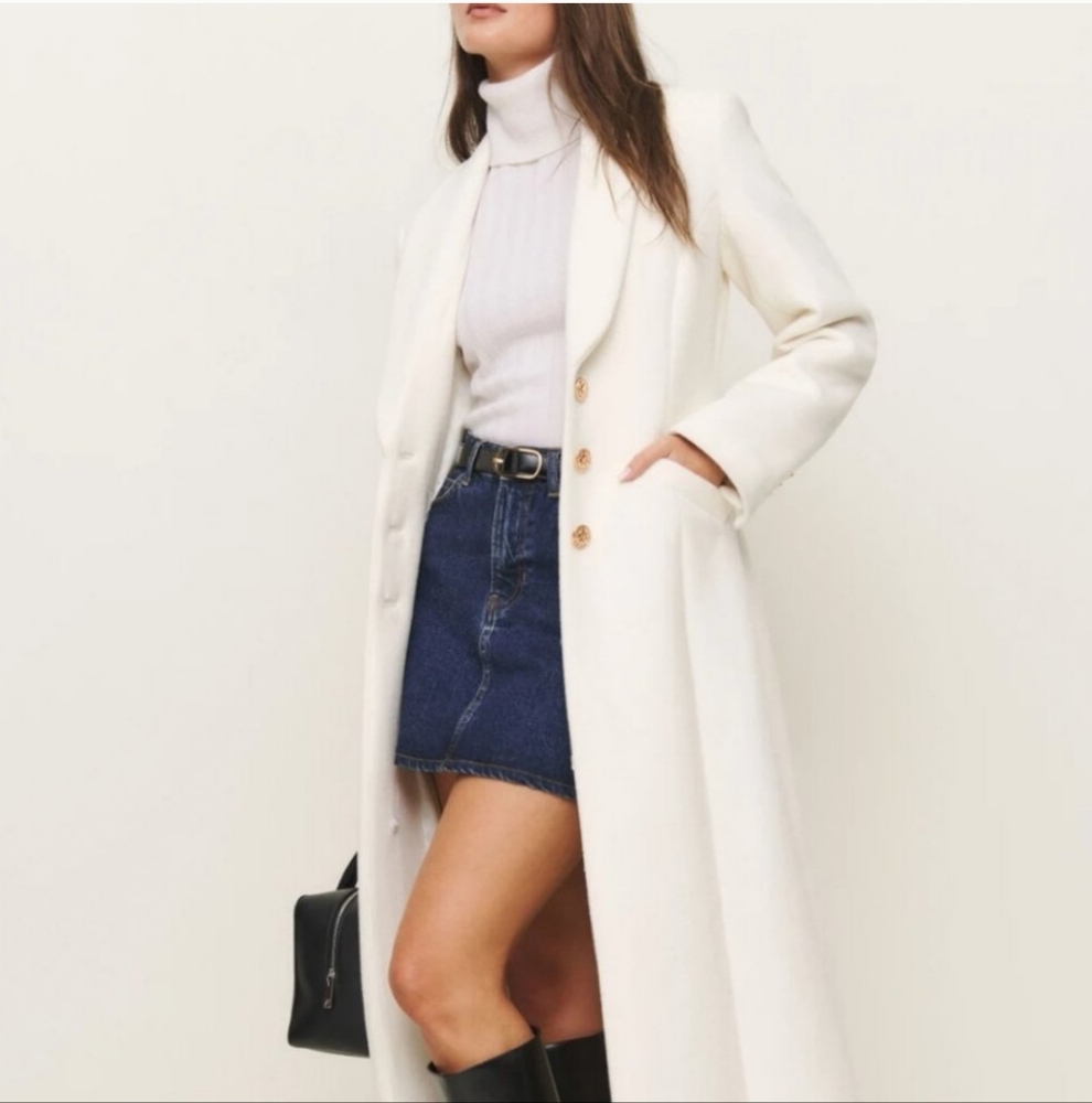New Reformation Eden Nipped Waist Coat White - Picture 2 of 10
